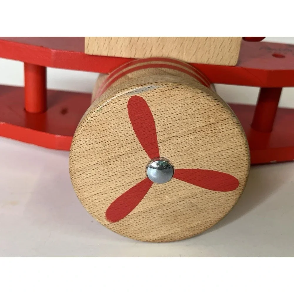 Hearth and Hand with Magnolia Wood Toy Propeller Airplane Red and Tan